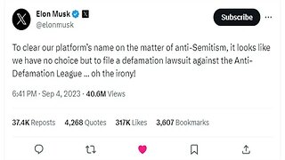Elon Musk Will Sue The ADL For Defamation
