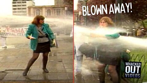 Lady Gets Blasted Away by a Fire Hose - Whacked Out TV
