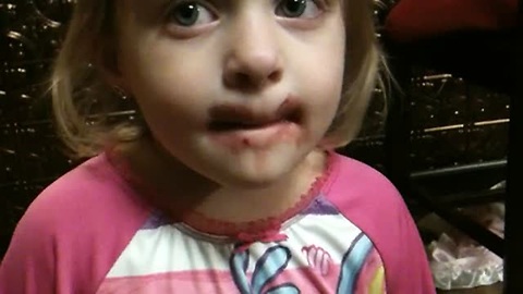 Guilty Toddler Denies Putting On Mom's Makeup