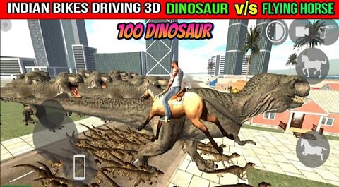 Indian Bikes Driving 3d😂 | 100 Dinosaur V/ S Flying Horse | Funny Gameplay Indian Bikes Driving