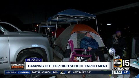 Parents camp out for enrollment at Valley high school