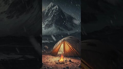 Howling Wind & Blowing Snow for Sleeping | Relaxing Blizzard Fantasy in a Cozy Tent by the Fire