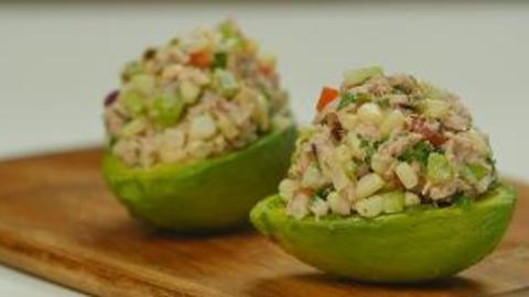 Tuna-Stuffed Avocados with Corn Salsa