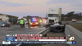 One dead after collision on I-5 involving big rig