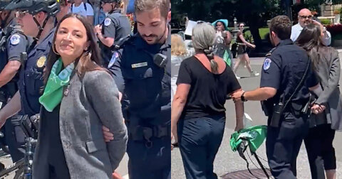 AOC Pretends to Be Handcuffed As Police Arrest 17 House Dems Outside SCOTUS