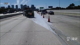 Multiple 5-gallon buckets of white paint spill on SB I-275 in Hillsborough County