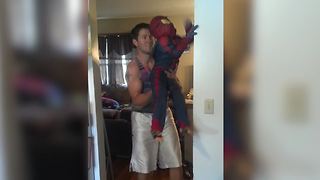 Little Boy Pretends That He’s Spiderman