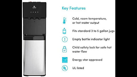 Avalon Bottom Loading Water Cooler, Dispenser - 3 Temperature Settings - Hot, Cold & Room Water