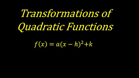 Transformations of Quadratic Functions [Worked Examples] Algebra