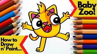 How to draw and paint Cat from Baby Zoo