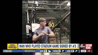 Fan throws 96 mph at speed pitch challenge, gets signed by MLB team