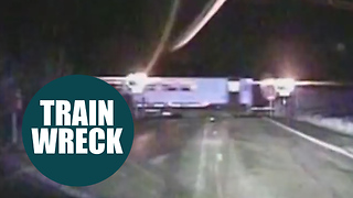 High speed police chase leads to shocking near miss with moving train