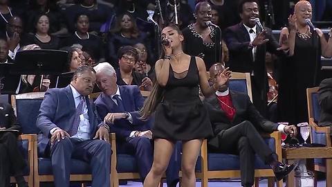 Ariana Grande performs at Aretha Franklin's funeral