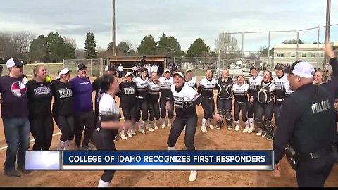 College of Idaho softball team honors first responders