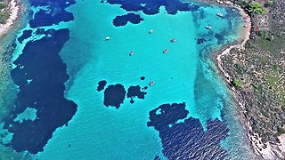 Drone footage captures famous 'Blue Lagoon' of Halkidiki in Greece