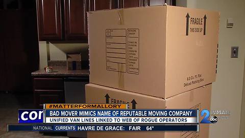 Unlicensed moving company mimics name of reputable Maryland business