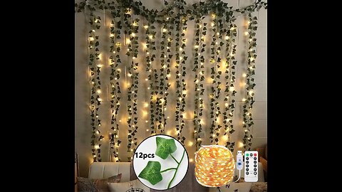 ANNUAL SALE! 12pcs Artificial Plants Home Decor Aesthetic Ivy Garland With USB Fairy Light