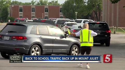 Parents Sit In Back To School Traffic Backup