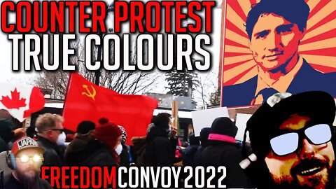 Communist Flags at Counter Protest in Ottawa - Freedom Convoy 2022