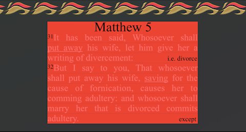 093. Adultery of the eyes? Pluck them out (hyperbole) Plan for verses about divorce. Matthew 5:27-30