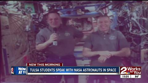 Earth-to-space call between NASA astronauts and local students