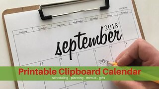 2018 Printable Clipboard Calendar