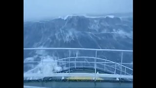 Ship Cruises Through 100-Foot Wave