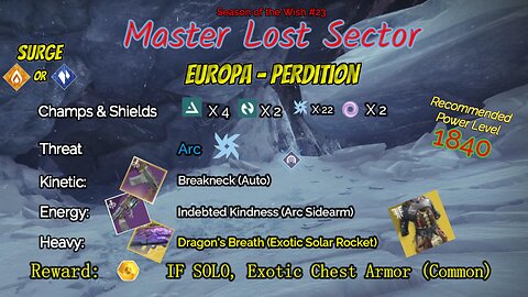 Destiny 2 Master Lost Sector: Europa - Perdition on my Stasis Warlock 5-25-24