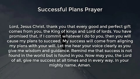 Successful Plans Prayer (Prayer for Success and Prosperity in Business)