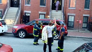 Boston Fire Department respond to smoke coming out of manhole on West Newton Street