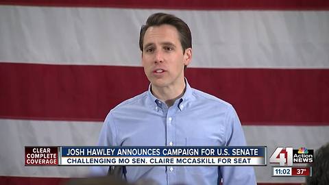 Hawley announces campaign for US Senate