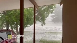 Storm blankets front yard in hail