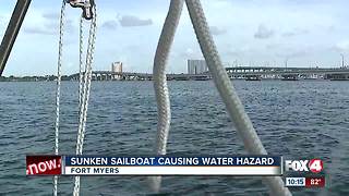 Sunken sailboat is a water hazard