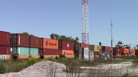 CN 2998 & CN 3158 Engines Intermodal Train Eastbound In Woodstock Ontario