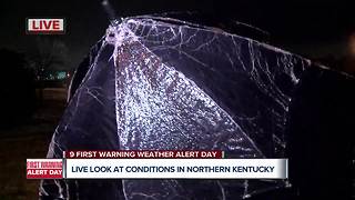 Freezing rain falling across Northern Kentucky