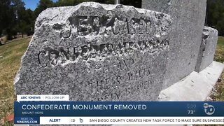 Mt. Hope cemetery Confederate monument removed