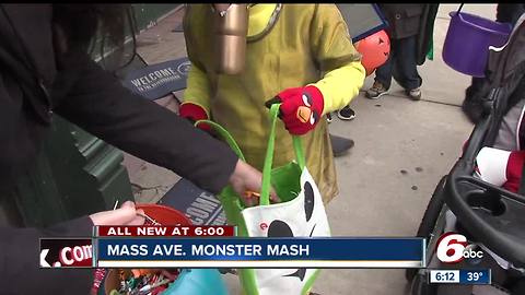 Businesses on Mass Ave. handing out candy during the Monster Mash
