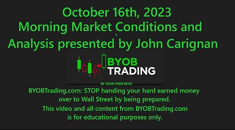 October 16th, 2023 BYOB Morning Market Conditions and Analysis. For educational purposes