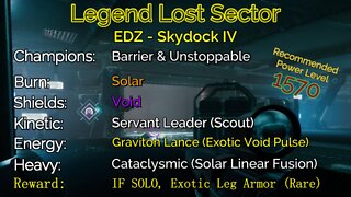 Destiny 2 Legend Lost Sector: EDZ - Skydock IV 9-21-22