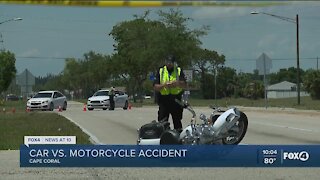 Car vs. motorcycle accident
