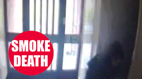 CCTV shows final moments of woman entering her smoke-filled flat