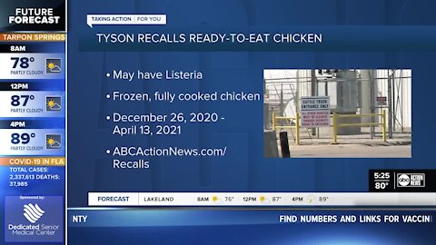 Tyson Foods recalls 8.5 million pounds of frozen chicken over Listeria concerns
