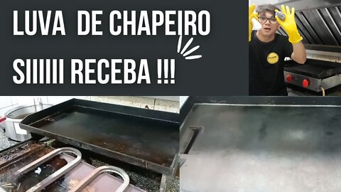 Como limpar chapa de lanche sem risco - luva de chapeiro