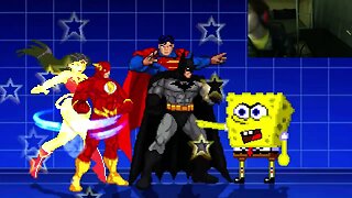 Justice League Members (Batman, Superman, And Wonder Woman) VS SpongeBob SquarePants In A Battle