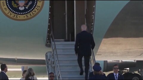 Biden Carefully Walks Up Air Force One Stairs