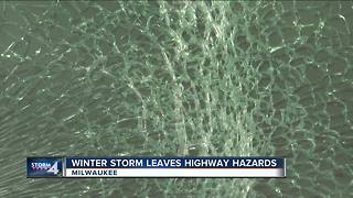 Ice falls from car roof, shatters man's window