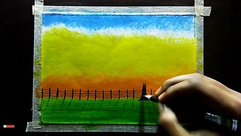 Imposing Deciduous Tree Scenery Drawing with Oil Pastels step by step Easy Tutorial