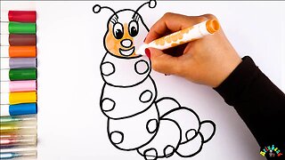 Drawing and Coloring a Caterpillar for Kids & Toddlers | Ariu Land