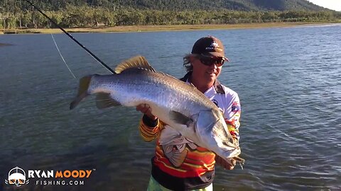 Metre long barra caught at the boat ramp