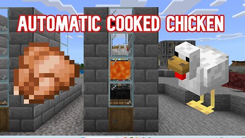 Easy Automatic Cooked Chicken Farm Minecraft Bedrock 1.20 (MCPE/Xbox/PS4/Switch/Windows10)
